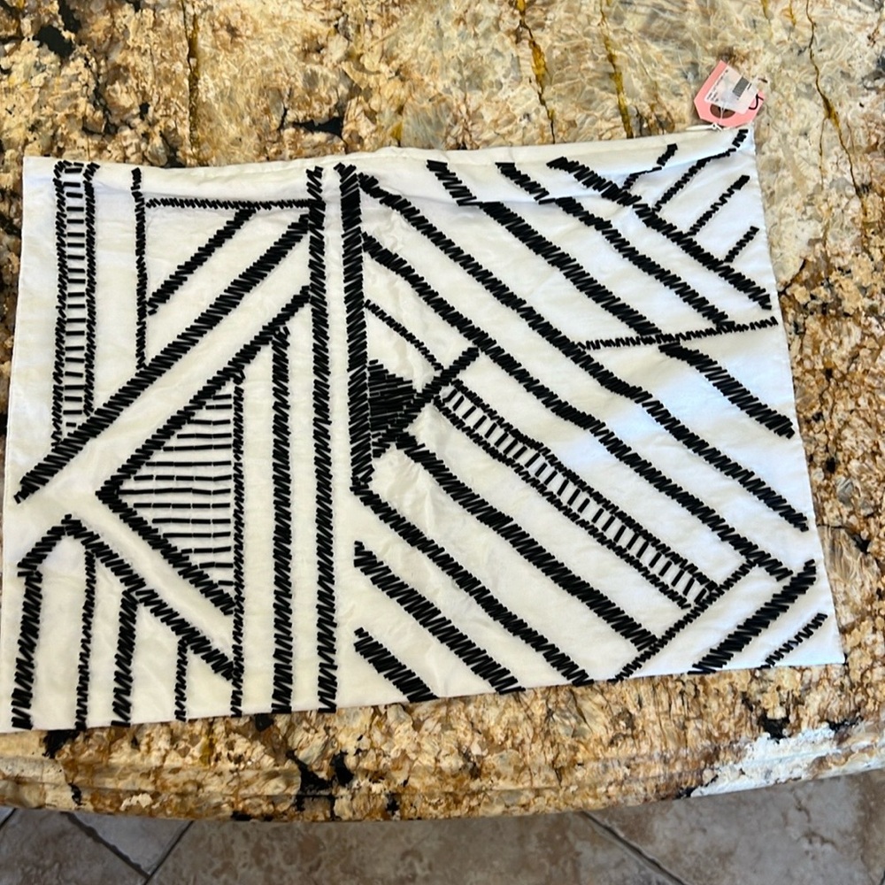 Decorative Pillows case , sham .white silk & black beats.